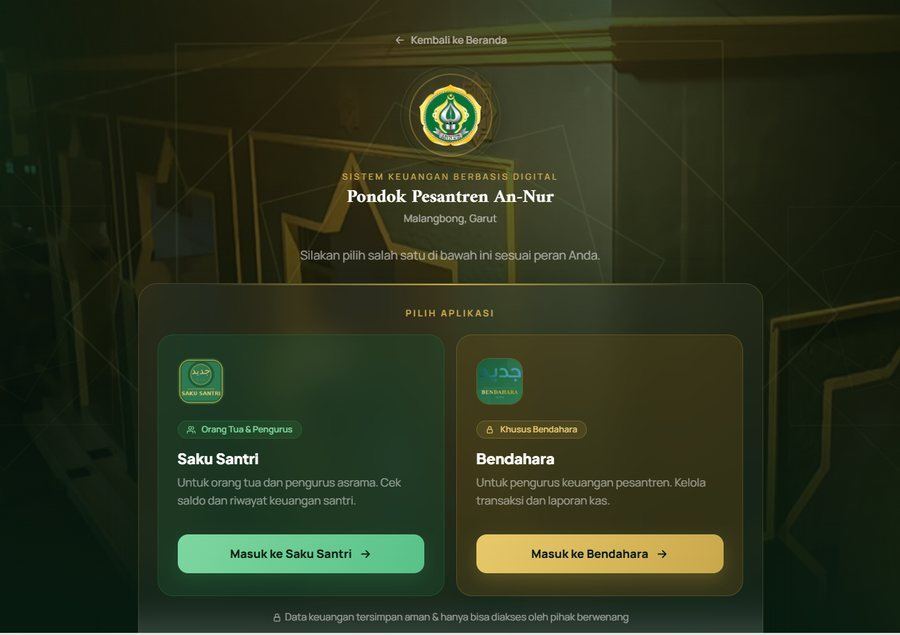 Tampilan halaman pilih aplikasi